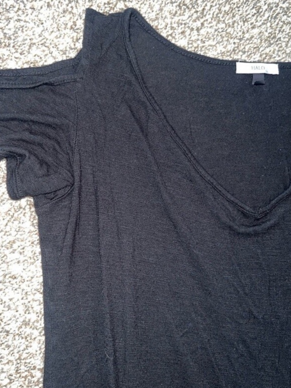 Halo Black Cold-Shoulder V-Neck Women's Top - Picture 3 of 3